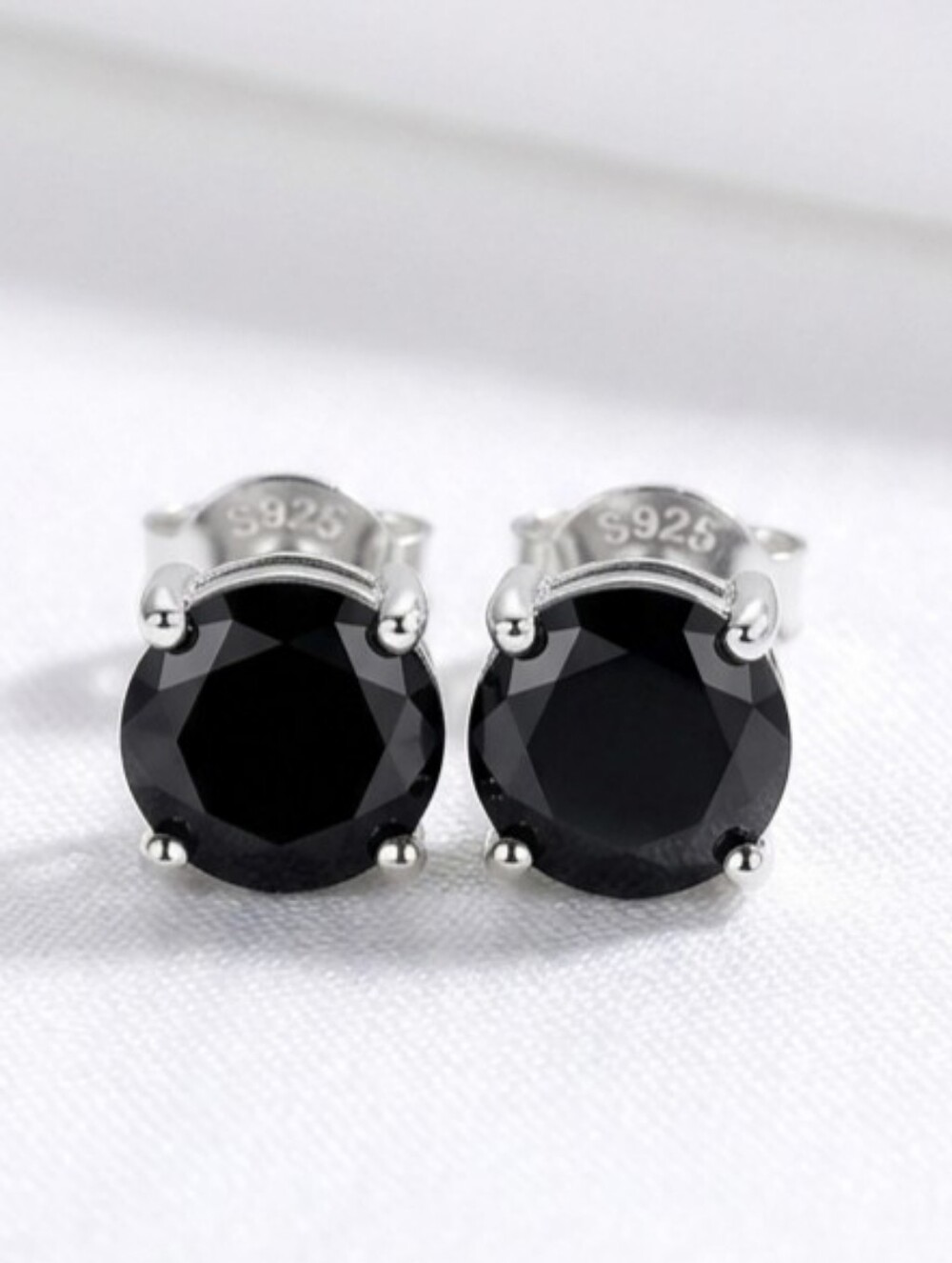 1.00 ctw Black Moissanite Silver Stud Earrings Certificate